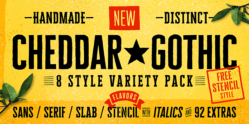 Cheddar Gothic Font Family designed by Adam Ladd