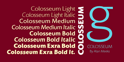 Colosseum Font Family designed by Alan Meeks