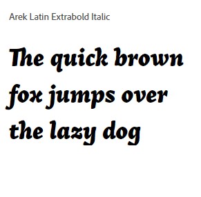 Arek Latin Extrabold Italic Font