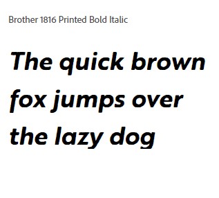 Brother 1816 Printed Bold Italic Font