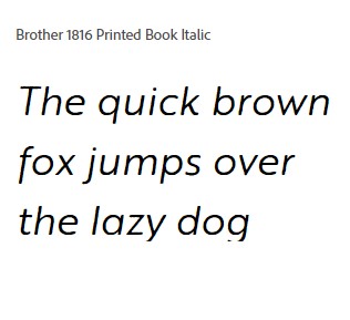 Brother 1816 Printed Book Italic Font