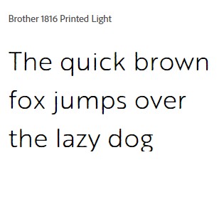 Brother 1816 Printed Light Font