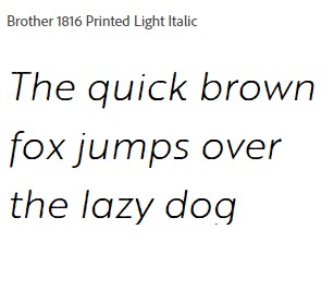 Brother 1816 Printed Light Italic Font
