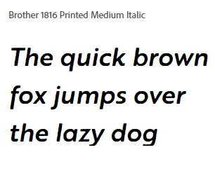 Brother 1816 Printed Medium Italic Font