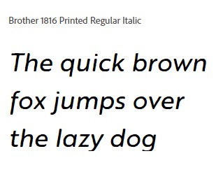 Brother 1816 Printed Regular Italic Font
