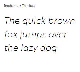 Brother 1816 Thin Italic Font