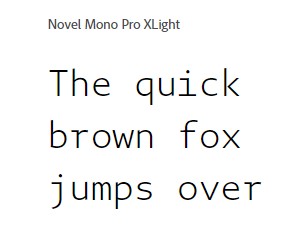 Novel Mono Pro XLight Font - Designed by Christoph Dunst from Atlas Fonts